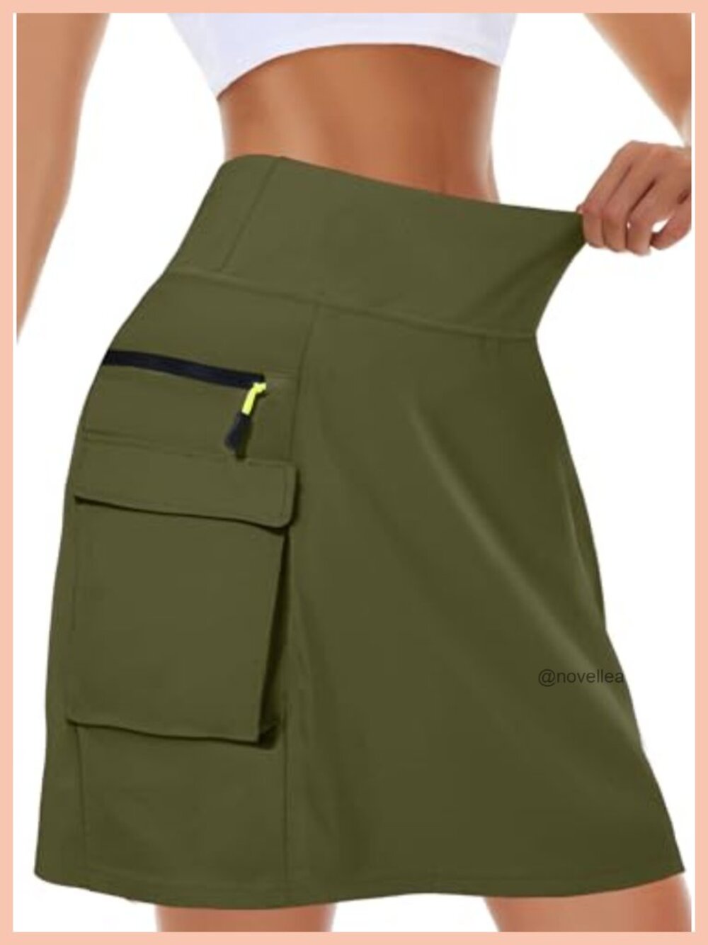 Quick Dry Cargo Skort with 5 Pockets High Waisted Golf Tennis Skirt